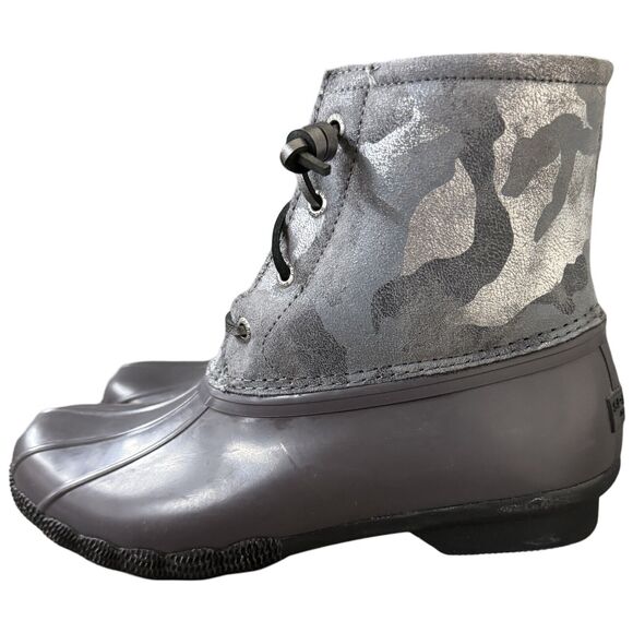 Sperry Boots Womens 8.5 Gray Top‎ Sider Saltwater Chelsea Rubber Snow Winter - Picture 1 of 9